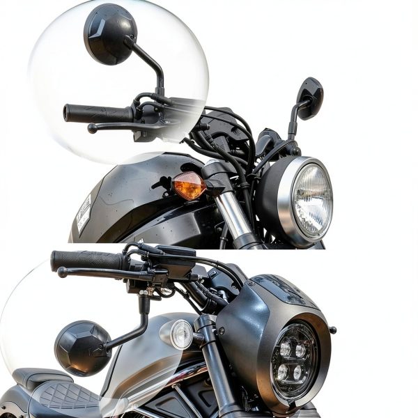 WOOGA Mirror Brackets for CMX 500 Front Rearview – Black Carbon Steel-3