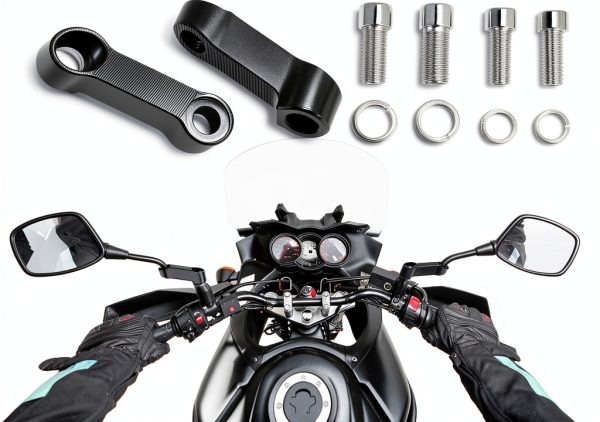 QWORK Aluminum Alloy Mirror Extenders for Motorcycles and Electric-4