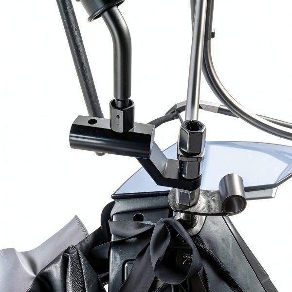 HQTS Matte Black Motorcycle Rearview Mirror Bracket, Universal Fit,-2