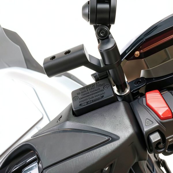HQTS Matte Black Motorcycle Rearview Mirror Bracket, Universal Fit,-1