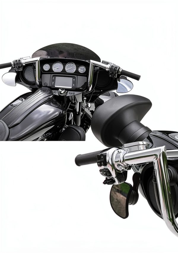 Hutexico Motorcycle Mirror Drop Bracket Kit Black Anodized 3.5" Lower-7