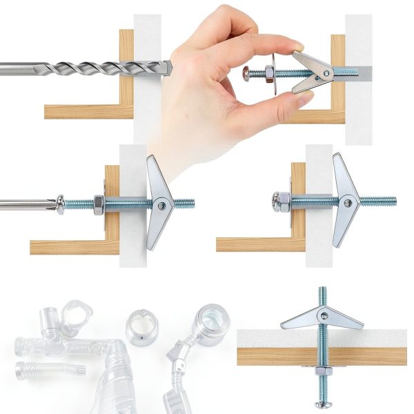 Toggle Bolt 30 set 3 16 inch Tanstic Anchors with Wing Nuts & Washers-4