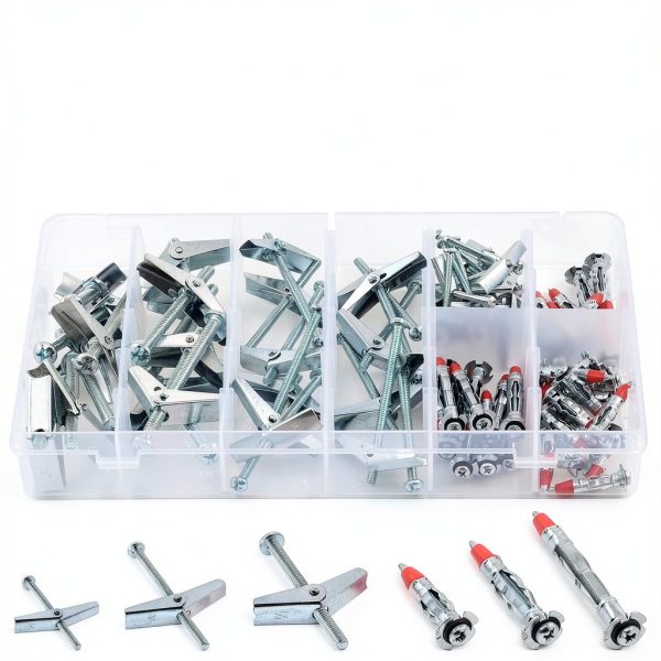 Toggle Bolt Kit 76Pcs 1/8" 3/16" 1/4" Zinc Steel Wall Anchor by Wokape-0