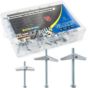 Toggle Bolt Kit by Glarks Zinc Plated Steel 24‑Piece 1/8‑3/16‑1/4-0