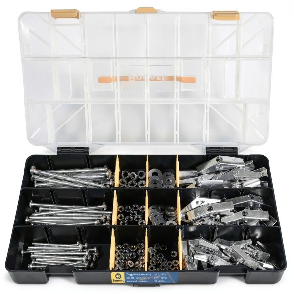 48 Sets Toggle Bolts - 1/4 3/16 1/8 Inch Butterfly Toggle Anchors for Drywall - Toggle Bolt Assortment Kit with Matching Wing Nuts, Hex Nuts, Washers-6