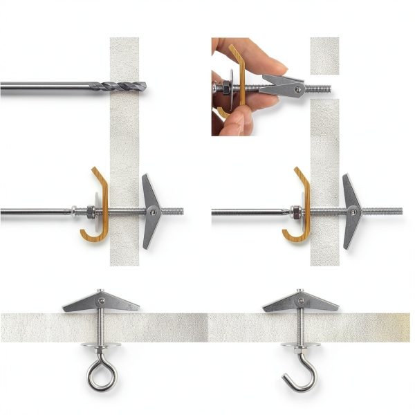 48Pcs Toggle Bolts for Drywall,Toggle Anchors Assortment Kit-M4 M6 Toggle Bolt & Eye Bolt &Ceiling Hooks for Hanging Plants Heavy Duty,Butterfly Anchors for Drywall,Zinc Plated-4