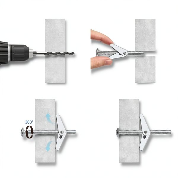 Toggle Bolts Oimyalsi 30 Set Heavy Duty Metal Drywall Anchors Kit-3