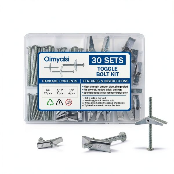 Toggle Bolts Oimyalsi 30 Set Heavy Duty Metal Drywall Anchors Kit-6