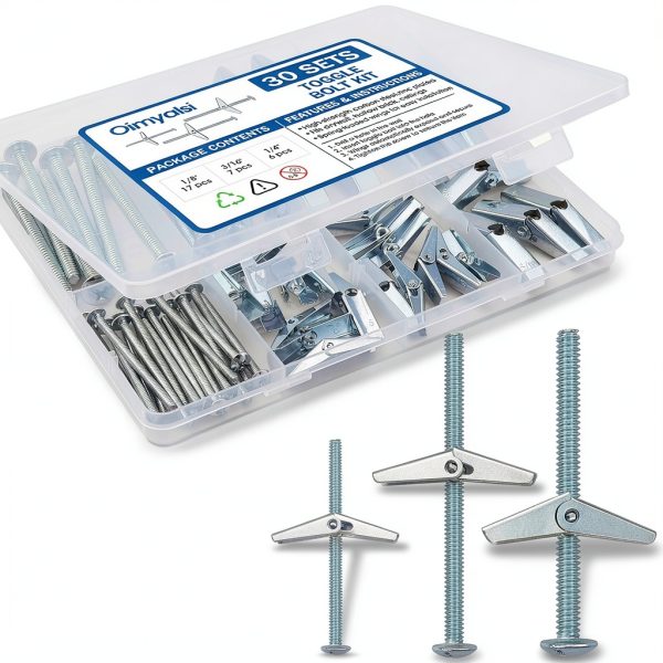 Toggle Bolts Oimyalsi 30 Set Heavy Duty Metal Drywall Anchors Kit-0