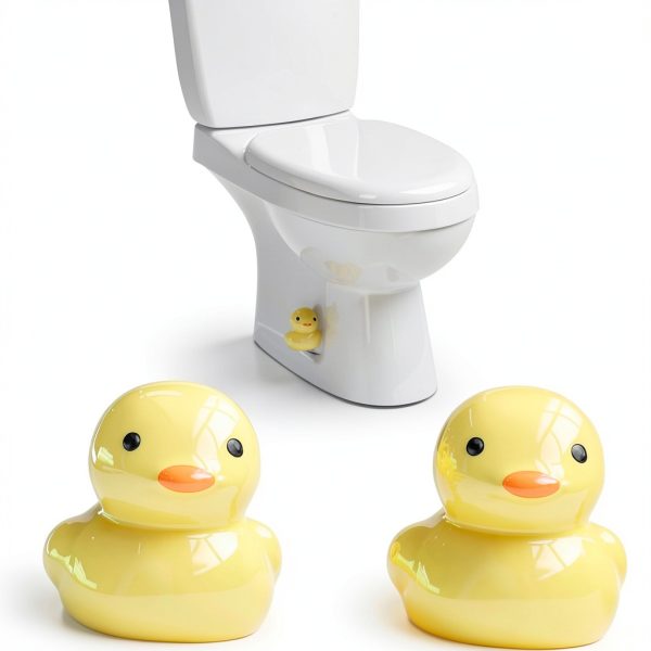 Ceramic Little Yellow Duck Toilet Bolt Cap Decoration Kit 2pcs-0